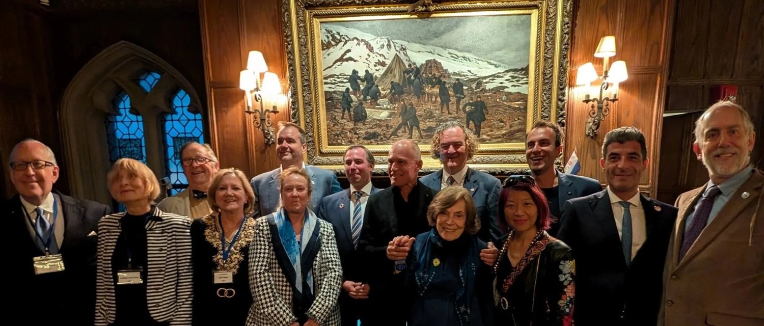 Explorers Club members gathered at the clubhouse